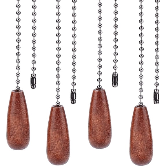 Celing Chain Set 4 PCS Ceiling Fan Pull Chains Set Walnut Wooden Pull Chain Extension ...