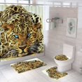 thumbnail image 1 of 4 PCS Cheetah Shower Curtain Sets with Non-Slip Rugs and Toilet Lid Cover Black and White Nature Animal Wild Life Bath Decor Shower Curtains 72"x 72" with 12 Hooks Durable Waterproof for Bathroom, 1 of 4