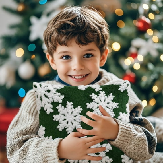 4 PCS Christmas Pillow Covers Reindeer Snowflake Christmas Tree Pattern Pillowcases,17.7" X 17.7" Velvet Xmas Pillowcases,Soft Cushion Cover for Sofa Bed Chair,Winter Decorations for Home