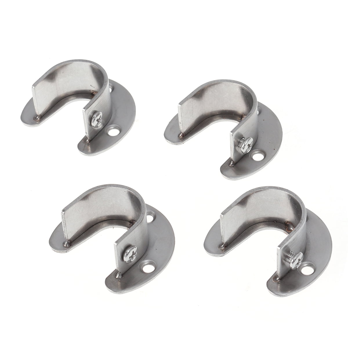 4 PCS Closet Rod Wall Bracket U Brackets Stainless Steel Pole Socket