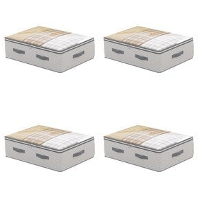 4 PCS Clothes Storage Bags, Blanket Storage and Organization, Thick Fabric Containers with Handles and Zippers for Clothing, Pillows, Blankets, Comforters, Bedding (A)
