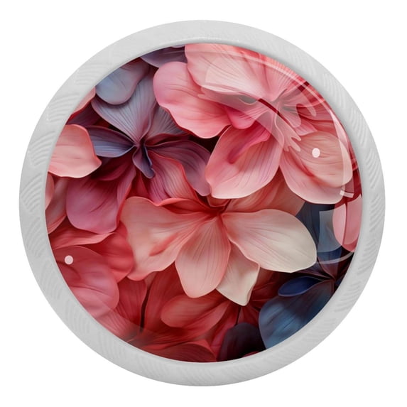 4 PCS Colorful Flower Petals Crystal Glass Round Cabinet Knob Drawer Pull Handle Glowing in The Dark for Kitchen, Cupboard, Dresser, Wardrobe, etc
