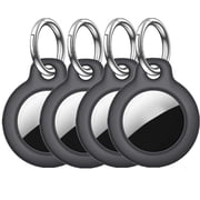 4 PCS Compatible for Airtag Holder with Keychain,Shockproof &Dustproof Tags Keychain for Apple Air Tags Item Finder Case for Pets,Luggages Black