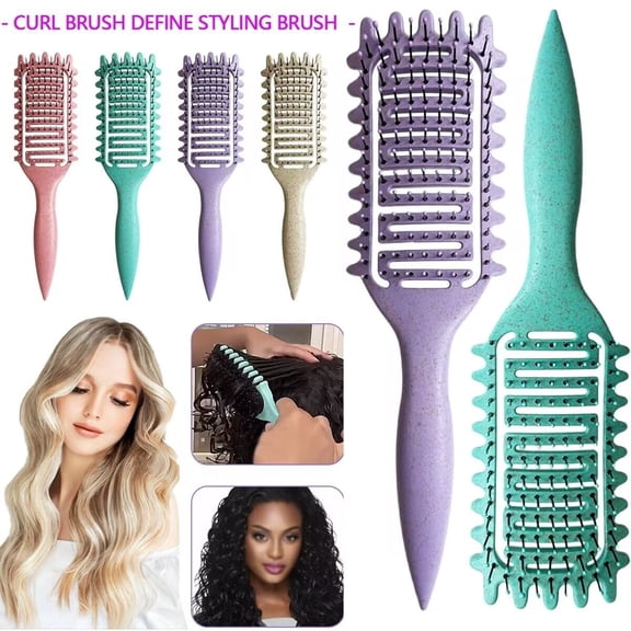 4 PCS Curl Define Styling Brush Made of Wheat Straw + Nylon Bristles Gift for Girls and Women