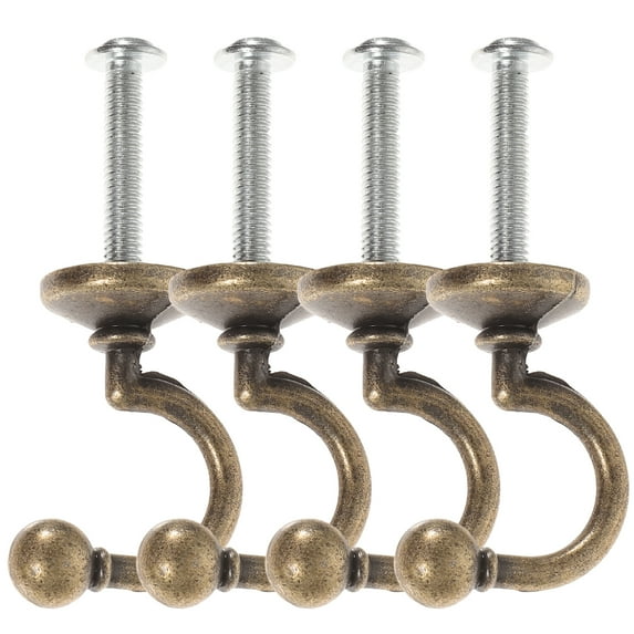 Homoyoyo Vintage Coffee Metal Curtain Hooks with End Design, 4 Pieces for Home Use and Window Decor
