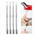 thumbnail image 1 of 4 PCS Cuticle Pusher Remover and Trimmer -Spoon Nail Cleaner Manicure Tools, Professional Salon Double Ended Metal Nail Art Cuticle Tool, Durable Nail Tools for Fingernails Toenails(Silver), 1 of 5