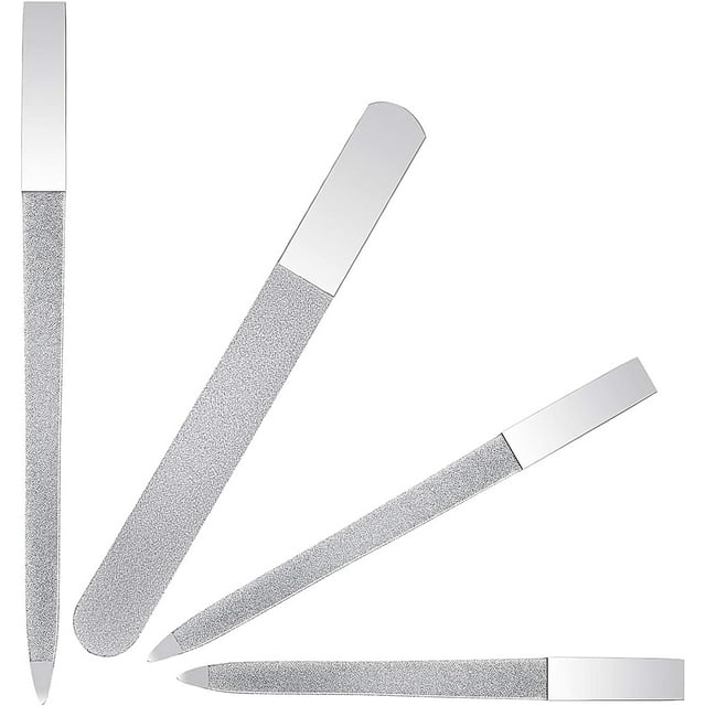 4 PCS Diamond Nail File Double Sided Metal Fingernail Manicure Files