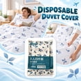 thumbnail image 1 of 4 PCS Disposable Sheets Set, Includes Fitted Sheet, Quilt Cover and Pillowcases for Hotel & Hospital Use C, 1 of 5