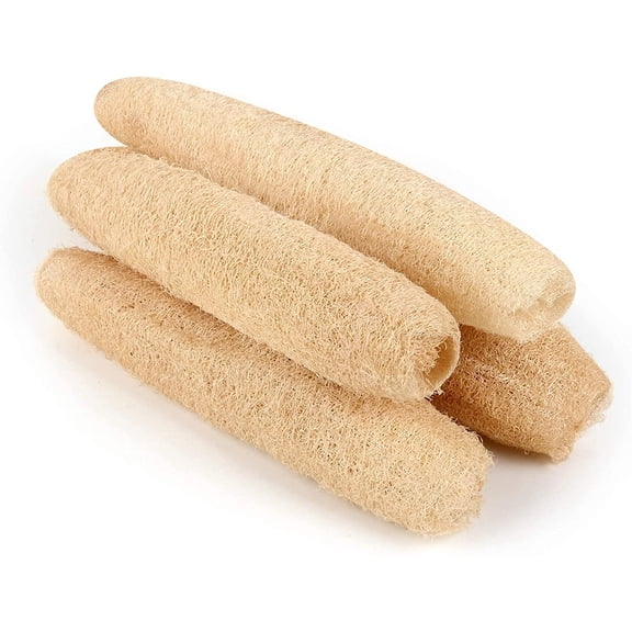 4 PCS Exfoliating Natural Loofah Sponges, Organic Luffa Shower Body Scrubber, Soft Back Scrub for Adults Beauty Bathing Routine