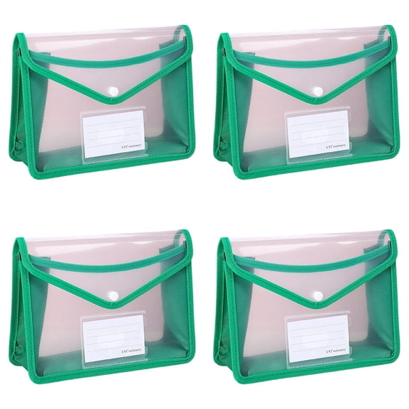 4 PCS Expandable File Folders,A5 Transparent Document Holders Waterproof Filing Pouches Paper Storage Bags for Receipts Bills Taxes Letters Home Office Study,Spill-Proof File Organizer Folders,Green