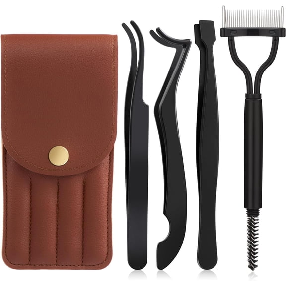 4 PCS Eyelash Applicator Tweezers, Lash Applicator Tools for Cluster Lashes, Mistake-Proof Lash Placement Tweezers for Professional and DIY Use