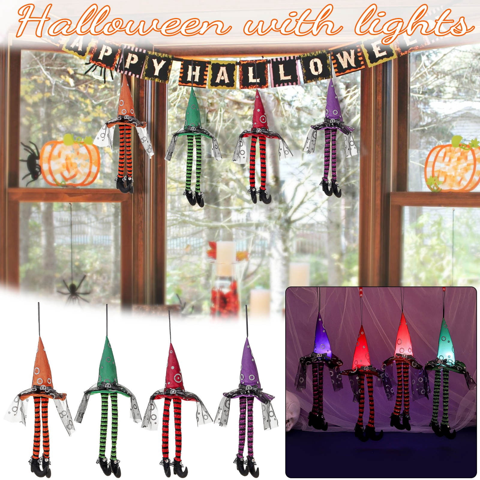 Witch Frame Face Less 4 PCS Faceless Doll Ornament,Halloween Themed Dolls,Witch Hat Dolls ...