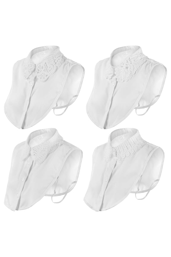 4 PCS Fake Collars, Women's Faux Collar, Peter Pan Style with Embroidered Lace, Polyester Fabric, Versatile White Dickie Collars for Various Occasions Daily Life