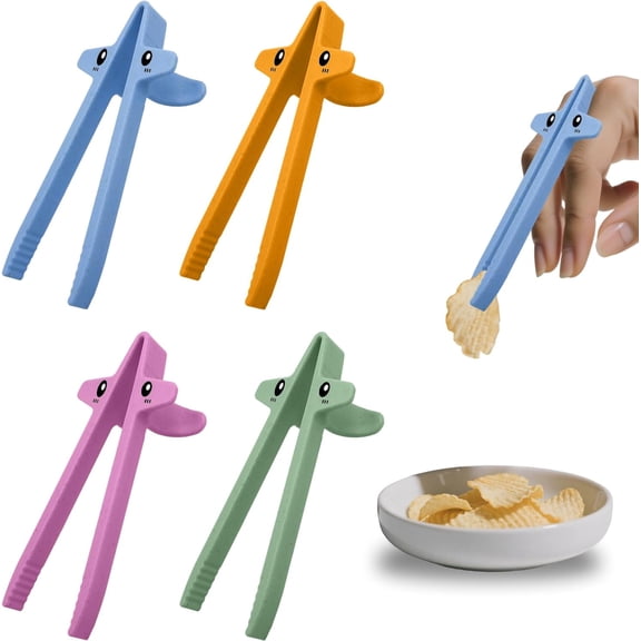 4 PCS Finger Chopsticks for Gamers - Snack Grabber & Chip Helper Tool Cute Wheat Straw Office Reusable Non-Slip Gaming Snacking Solution