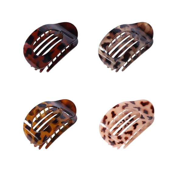 4 PCS Flat Hair Clips Hair Clips, Large Oval Design, Leopard Print Pattern for Thick Thin Hair