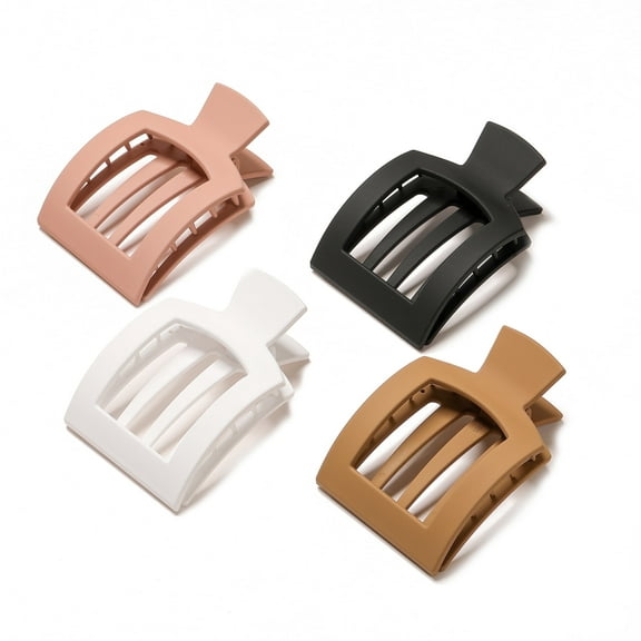 4 PCS Flat Hair Clips, Medium Square Flat Claw Clips for Women Girls, French Strong Hold Non-slip Hair Clips for Thick Thin Hair, Stylish Classic Hair Barrettes(Matte Pink))