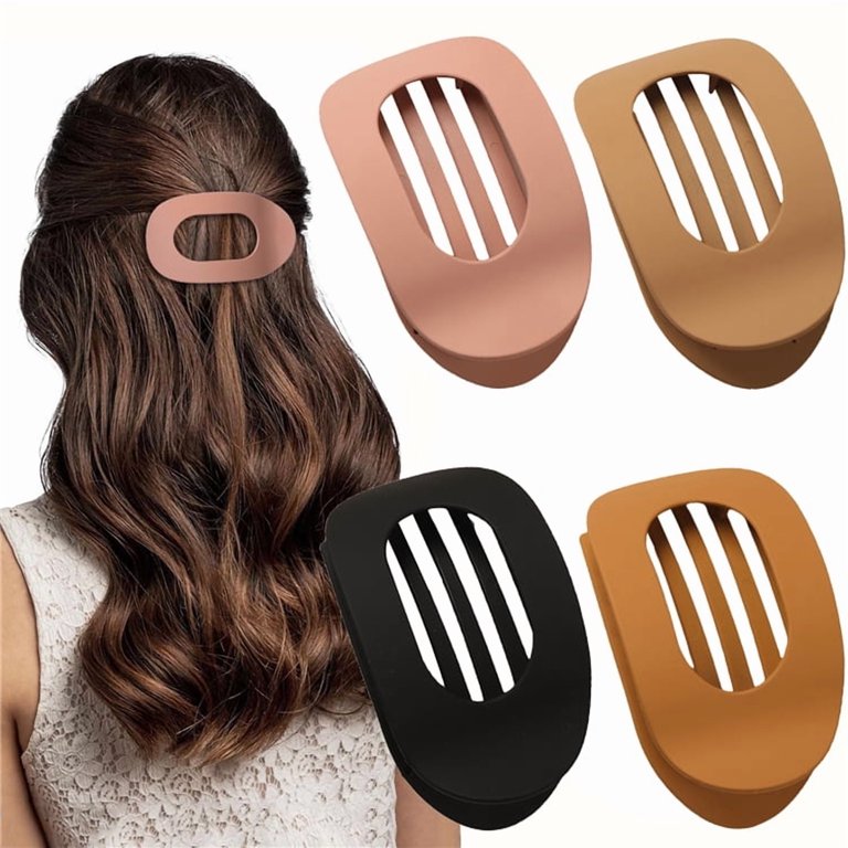 4 PCS Flat Hair Clips, Round Lay Down Hair Claw Clips for  display picture 1
