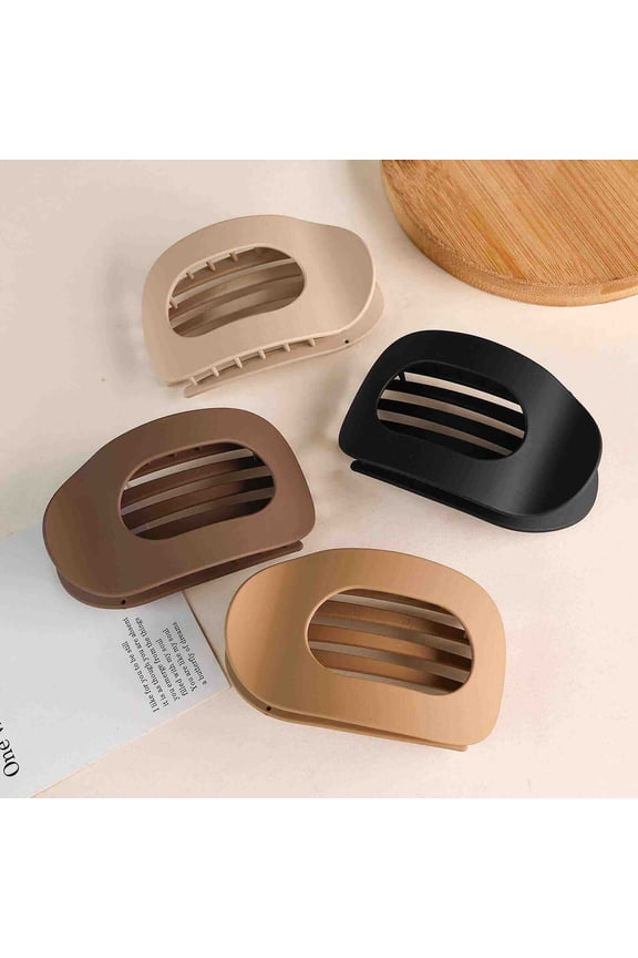 4 PCS Flat Hair Clips for Women, Medium Flat Hair Clips, Flat Claws Clips for Thick Thin Hair, Hair Claw Clips with Secure Hold Double Inner Teeth, Lay Down Claw Clip, Classic Hair Barrettes