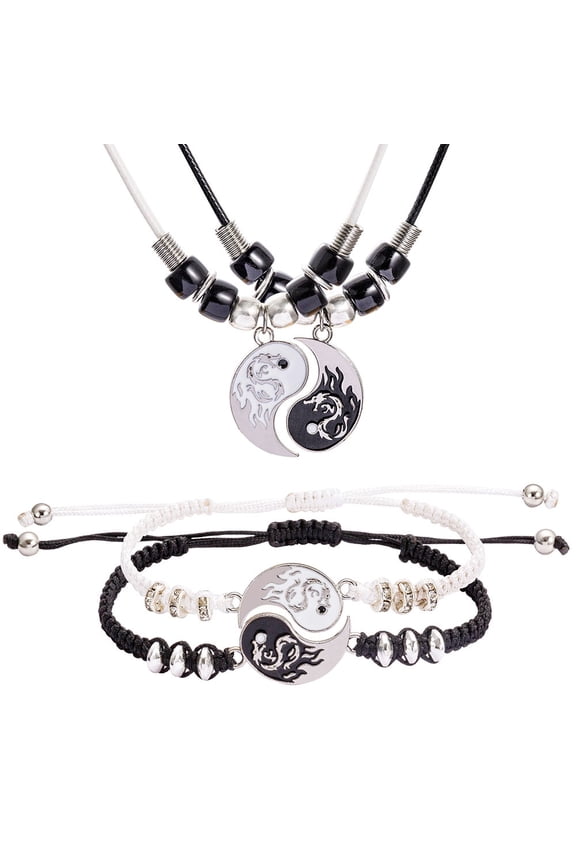 4 PCS Friends Couple Necklace With Bracelet Alloy set Boyfriend Girlfriend