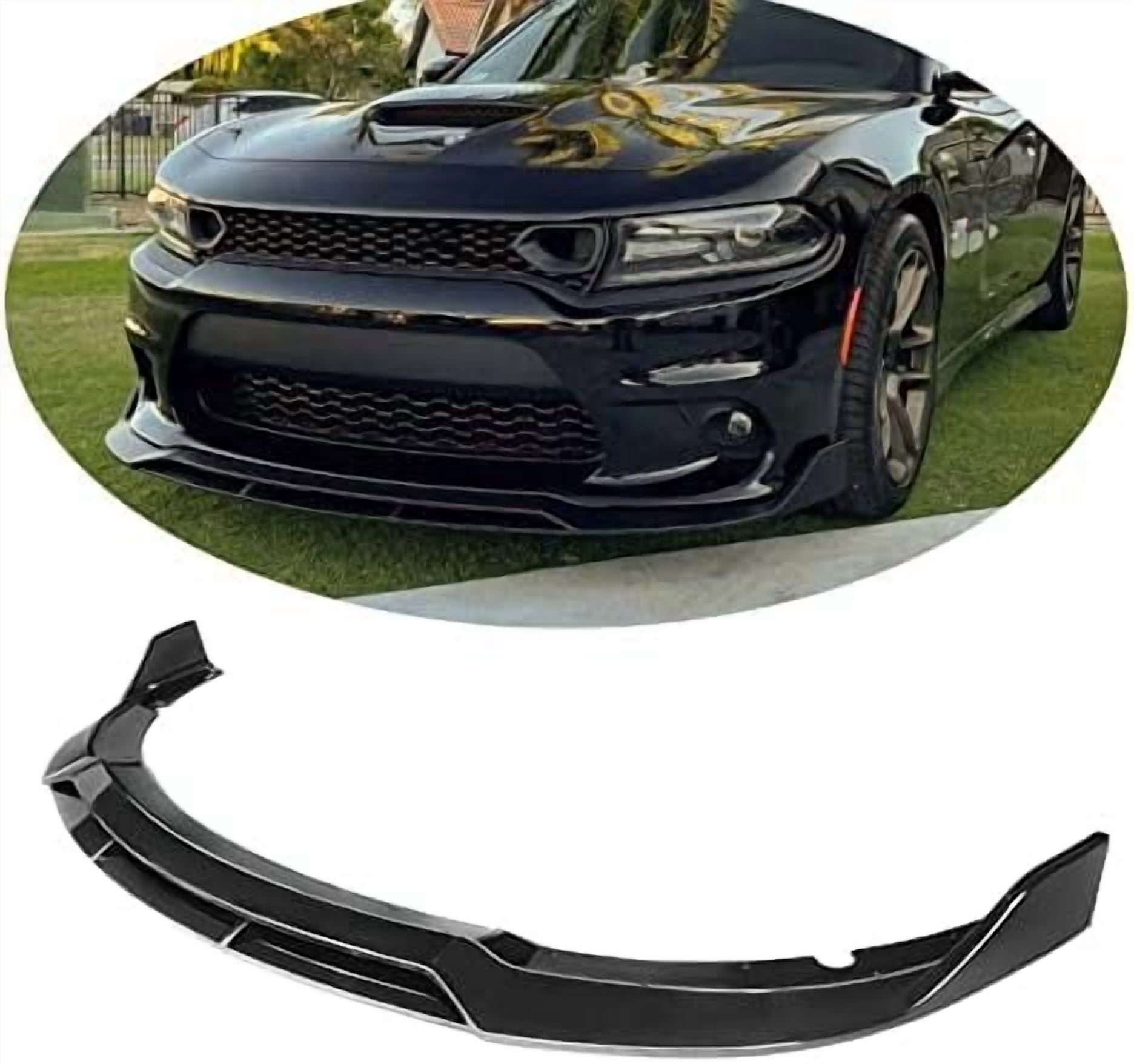 Rear Bumper Spoiler Lips Compatible with Dodge Charger Splitter Diffuser Scratch Protector Trims Side Skirt Extension Body Kit Black(Gloss Black