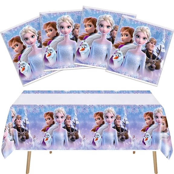 4 PCS For Frozen Theme Birthday Tablecloth, Waterproof Disposable Table Cover 70.942.5 Inches for Party Celebration Decorations and Supplies for Boy Girls