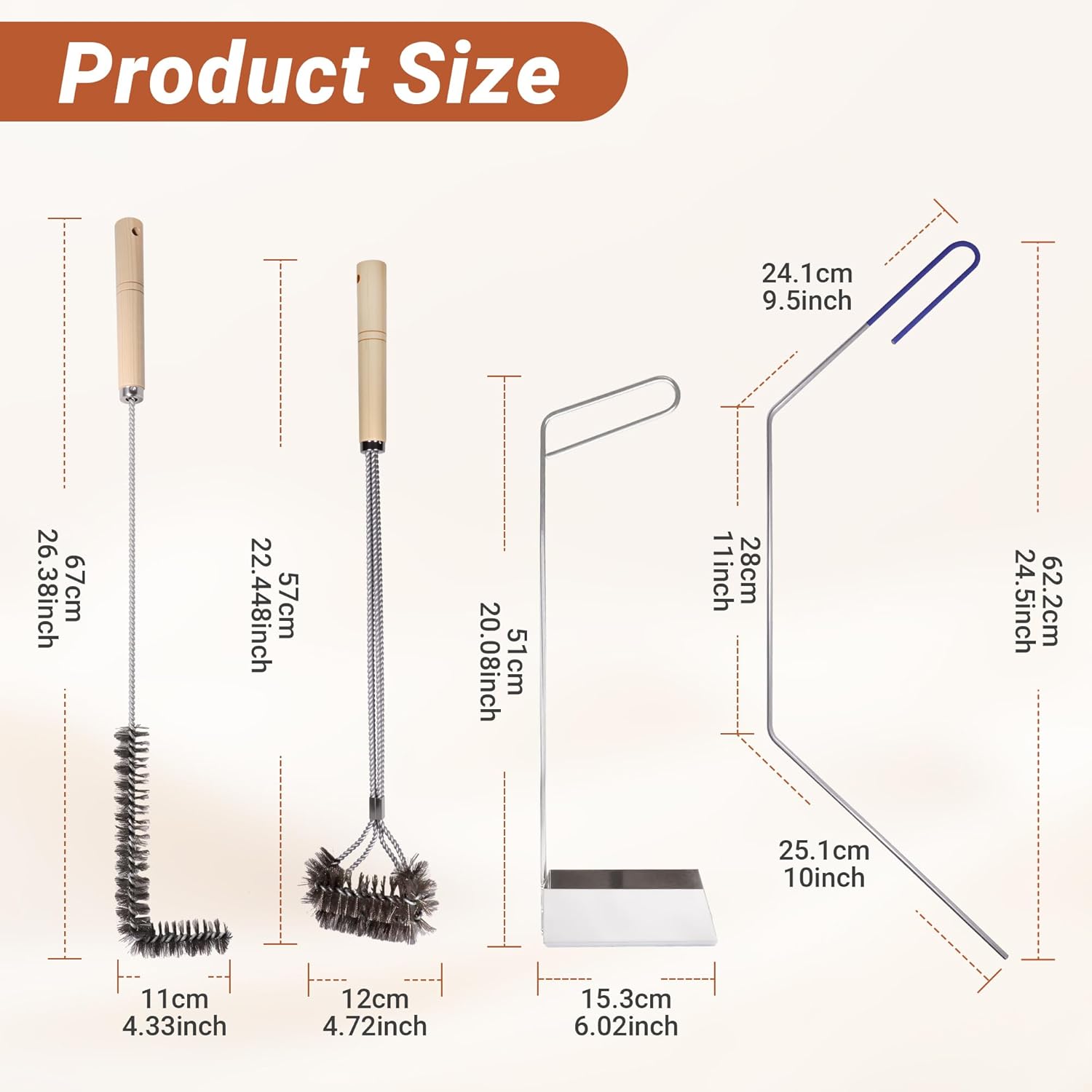 Fry Tools 4 PCS Fryer Cleaning Tools with Deep Fryer Stainless Steel L-Shaped ...