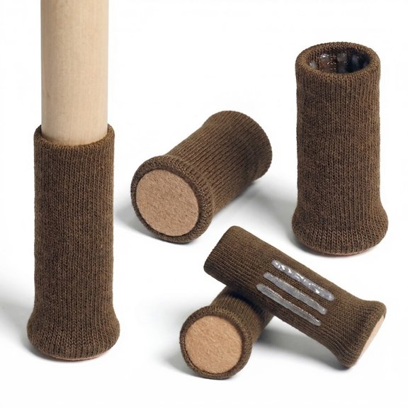 4 PCS Furniture Leg Socks - Small Knitted Chair Leg Floor Protectors for Hardwood Floors - Fits Round and Square Legs - High Elastic Bar Stool Chair Leg Covers Furniture Caps Set for All Shapes