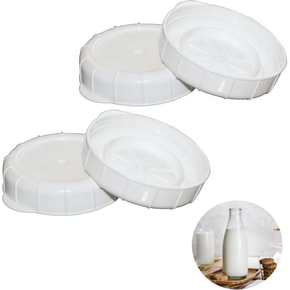4 PCS Glass Bottle Replacement Caps with Tampered Evident Seal,48mm Diameter Bottle Lids Compatible With Stanpac & Libbey Milk Glass Bottles.Reusable,Long-Lasting and Easy to Clean Bottle Caps