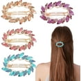 thumbnail image 1 of 4 PCS Glitter Rhinestones Crystals Leaf Barrettes - Alligator Snap Hair Clips for Women Girls, 1 of 5