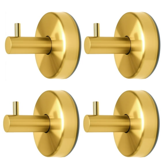 stusgo 4 Pack Towel Hooks Suction Cup Hooks for Bathroom Rustproof No Drill Hooks(Gold)