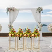4 PCS Gold Wedding Flower Stand, Metal Flower Rack for Wedding Table Centerpieces Decor