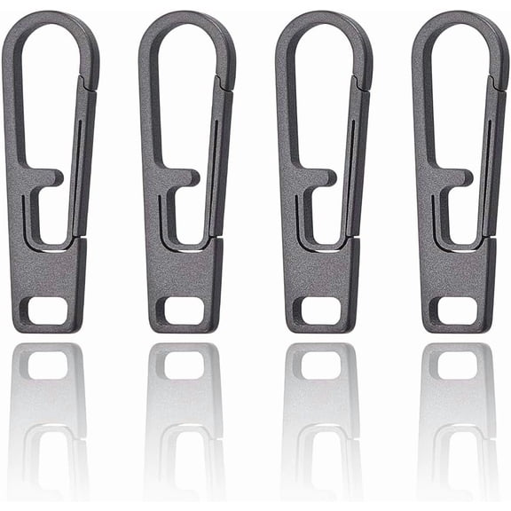 4 PCS Grey Titanium Alloy Zipper Pull Tabs 1.4x0.4 Inch Detachable Replacement Durable Zipper Handle Fixer