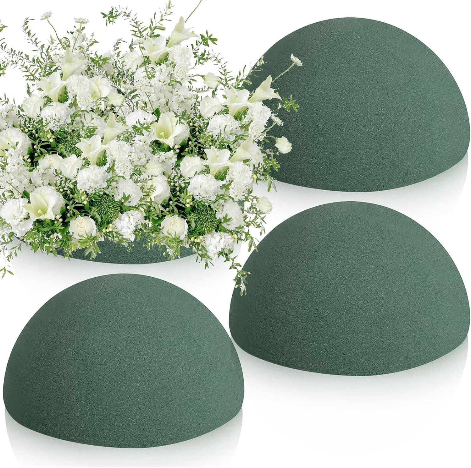 4 PCS Half Ball Floral Foam, Round Floral Dry Foam Blocks Green Flower Styrofoam for Fresh and Artificial Flower Arrangements (5.5 X 2.8 Inches)