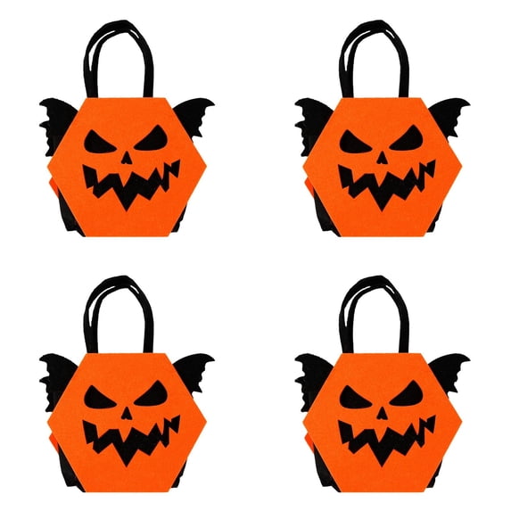 4 PCS Halloween Tote Bags, Reusable Cartoon Goodie Bag for Halloween Trick or Treat Grocery Shopping Party Favors Goodie Bags
