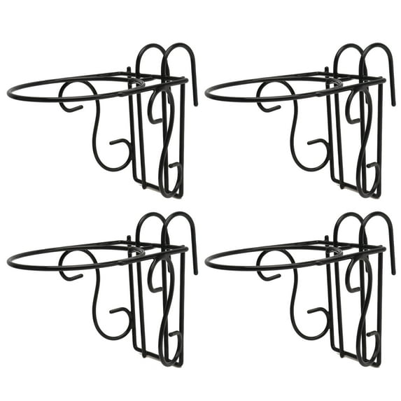4 PCS Hanging Type Flowerpot Rack Shelf Stands Plants Decor Black