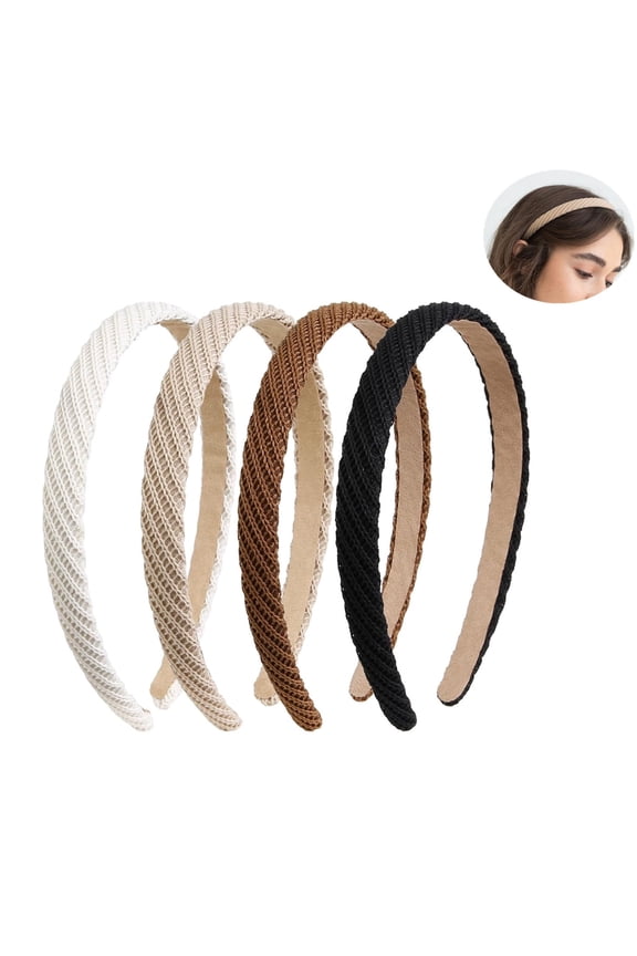 4 PCS Headbands for Women Thin Knitted Hairbands Fashion Non Slip Headband for Women's Hair Cute Solid Colors Hair Accessories