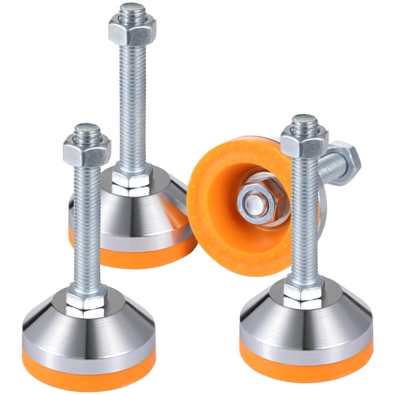 4 PCS Heavy Duty Adjustable Leveling Feet, M12 Threaded Leg Levelers with Base, High Weight Capacity for Workbench, Cabinet, Industrial Equipment