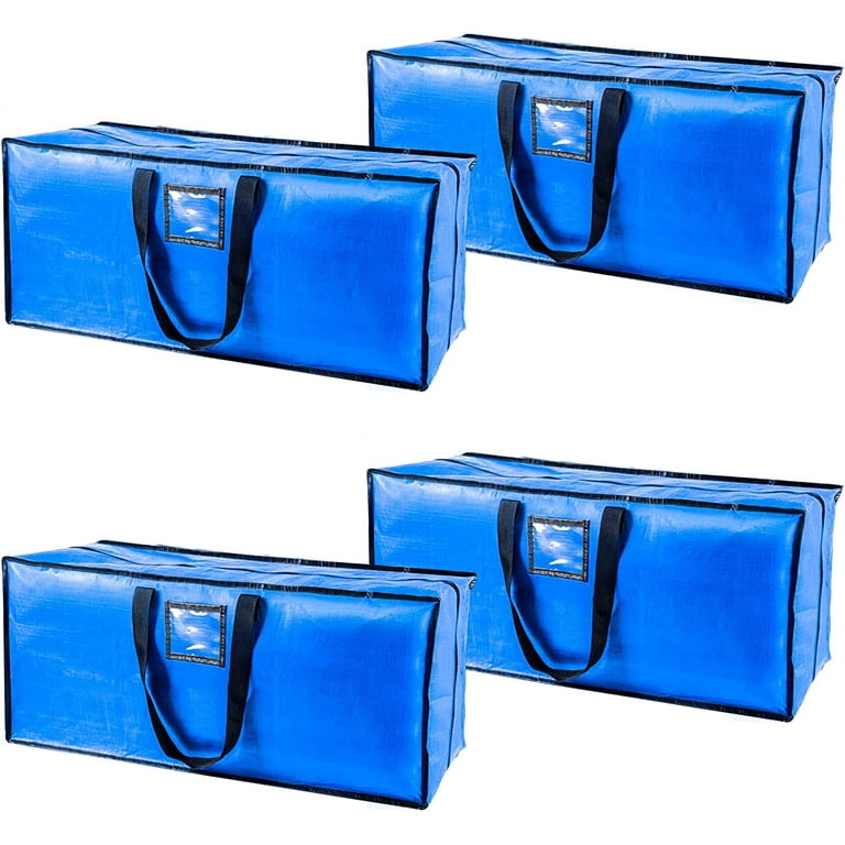 Dropship 4Pcs Moving Bags Heavy Duty Container Reusable Plastic Totes Blue  Moving Bin Zippered Storage Bag to Sell Online at a Lower Price