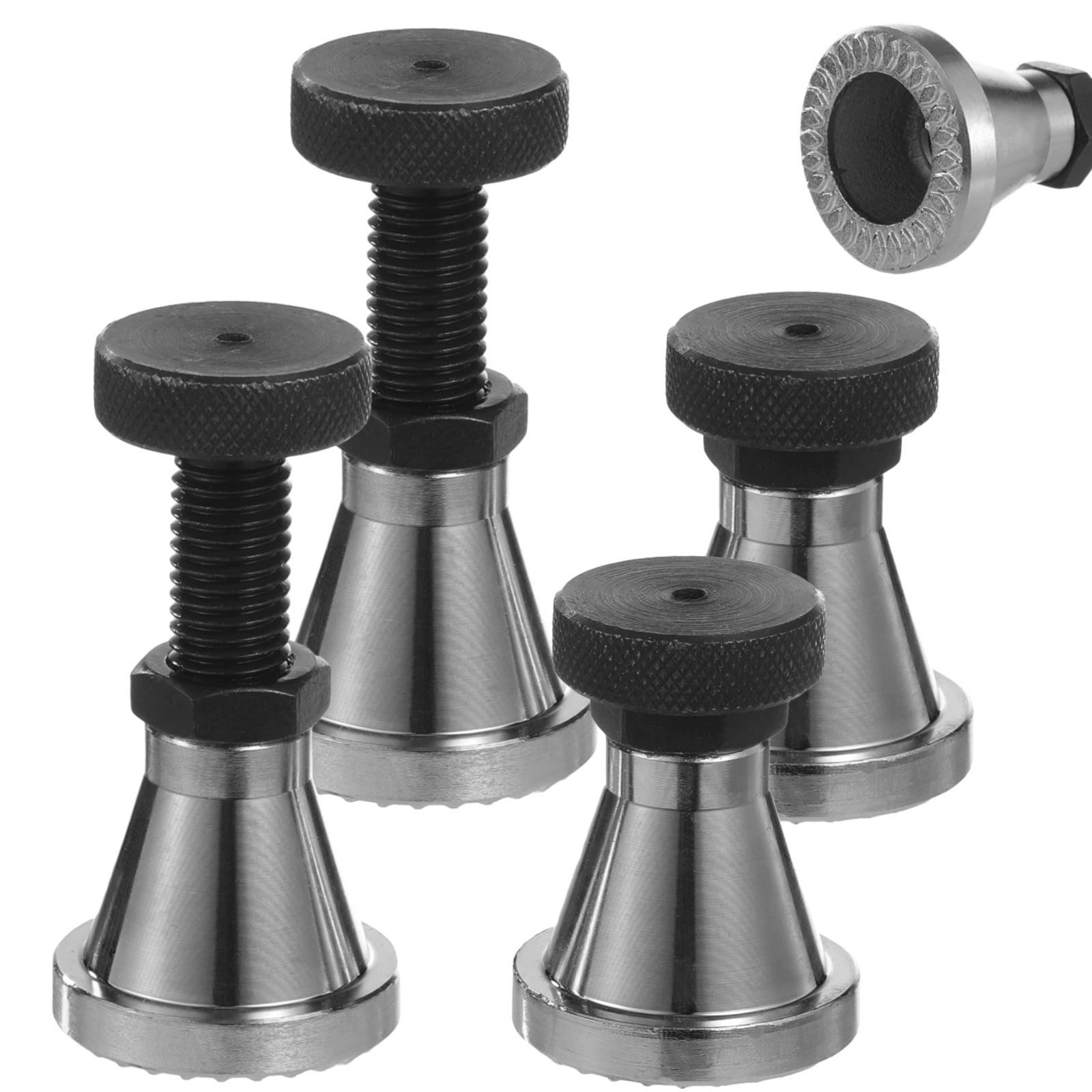 4 PCS Heavy Duty Screw Jacks, 2.6 to 3.9 in Adjustable Steel Jack Stands for Large Milling Drilling Machines, 15 Tons Capacity Non-Slip Lift Support for Leveling Work Die Die Processing