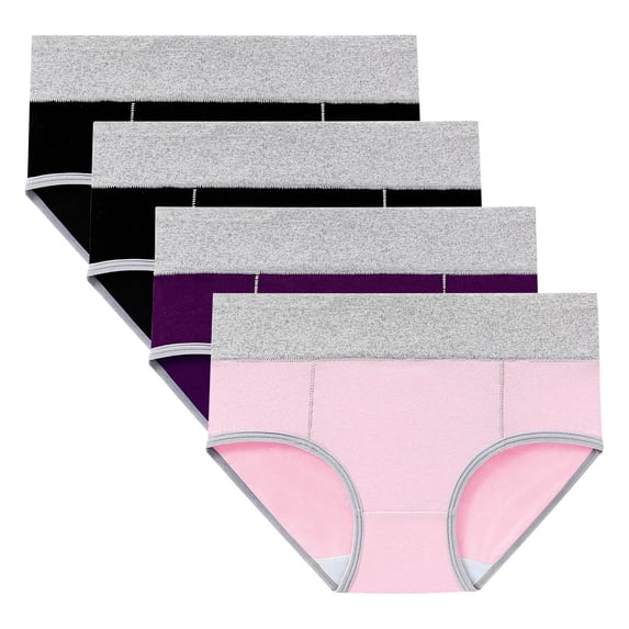 4 PCS High Waist Panties for Women Tummy Control Plus Size Cotton Underwear Full Coverage Comfy Ladies Briefs 4XL