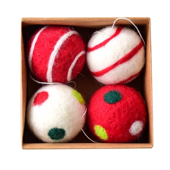 Set Of 4 Winter Snowflake Wool Felt Decoration Colorful Christmas Tree Decoration With Secure Ropes