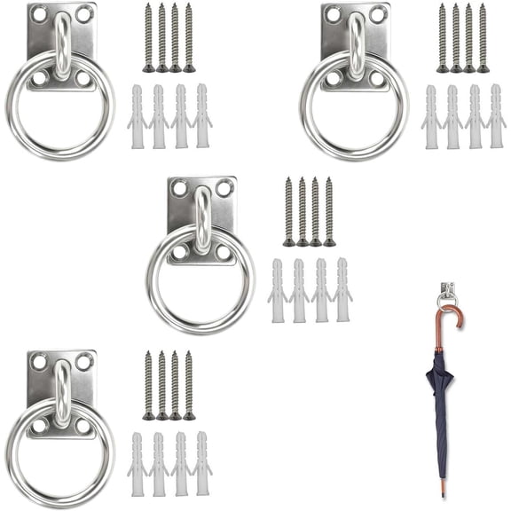 4 PCS HorseTie Up Rings, Hay Nets For Horses, 30mm X 35mm Tie Rings For Horses, Hay Nets Animal Tethering, Decking Rope Fittings, Tie Ring Pony Equestrian Horse Tack Tie Up Stable Ring Hook