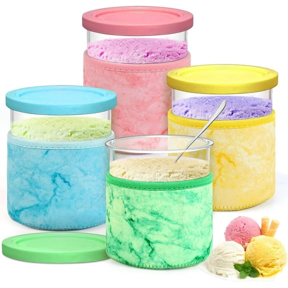 4 PCS Ice Cream Neoprene Sleeve Compatible with NC501, NC500  Creami Pints and Lids-4 Pack, Reusable Thermal Insulated Sleeve for Ninja Creami Deluxe Pints, Ice Cream Machines Making Accessories