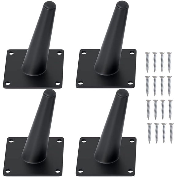 4 PCS Inch Heavy Duty Matte Black Metal Slant Angled Tapered Legs Set for Furniture Mid Century Modern Style Feets Coffee Table Couch Sofa Cabinet Chair Dresser Bed Desk Credenza