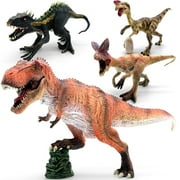 4 PCS Jumbo Dinosaur Toys Set   13.5 Inch T-Rex, 7 Inch Dilophosaurus, 6.5 Inch Indoraptor & 4.7 Inch Oviraptor   Realistic Dino Figures for Kids, Boys & Girls