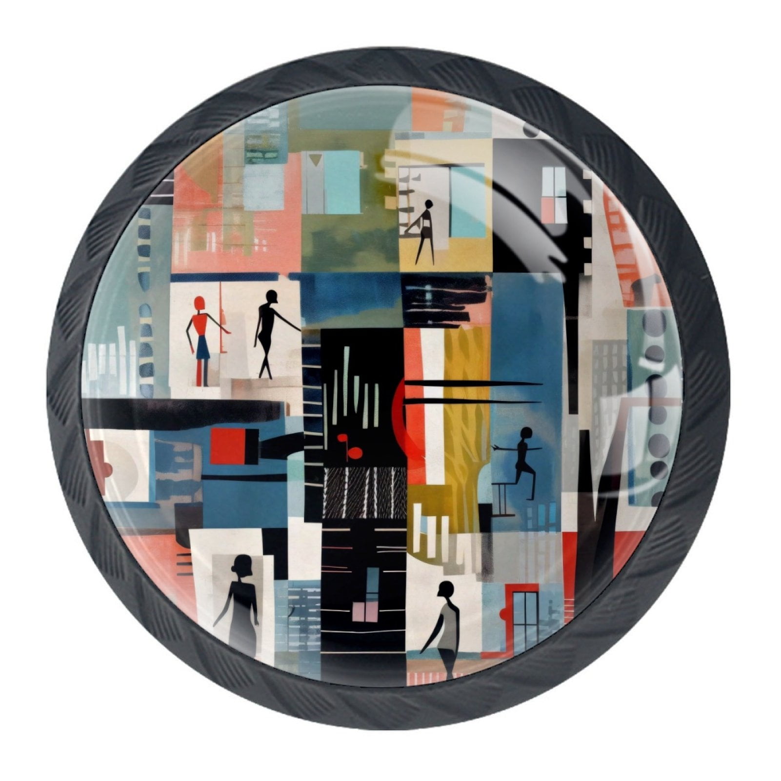 4 PCS Kitchen Cabinet Knobs and Pulls,Abstract African Geometry People ...