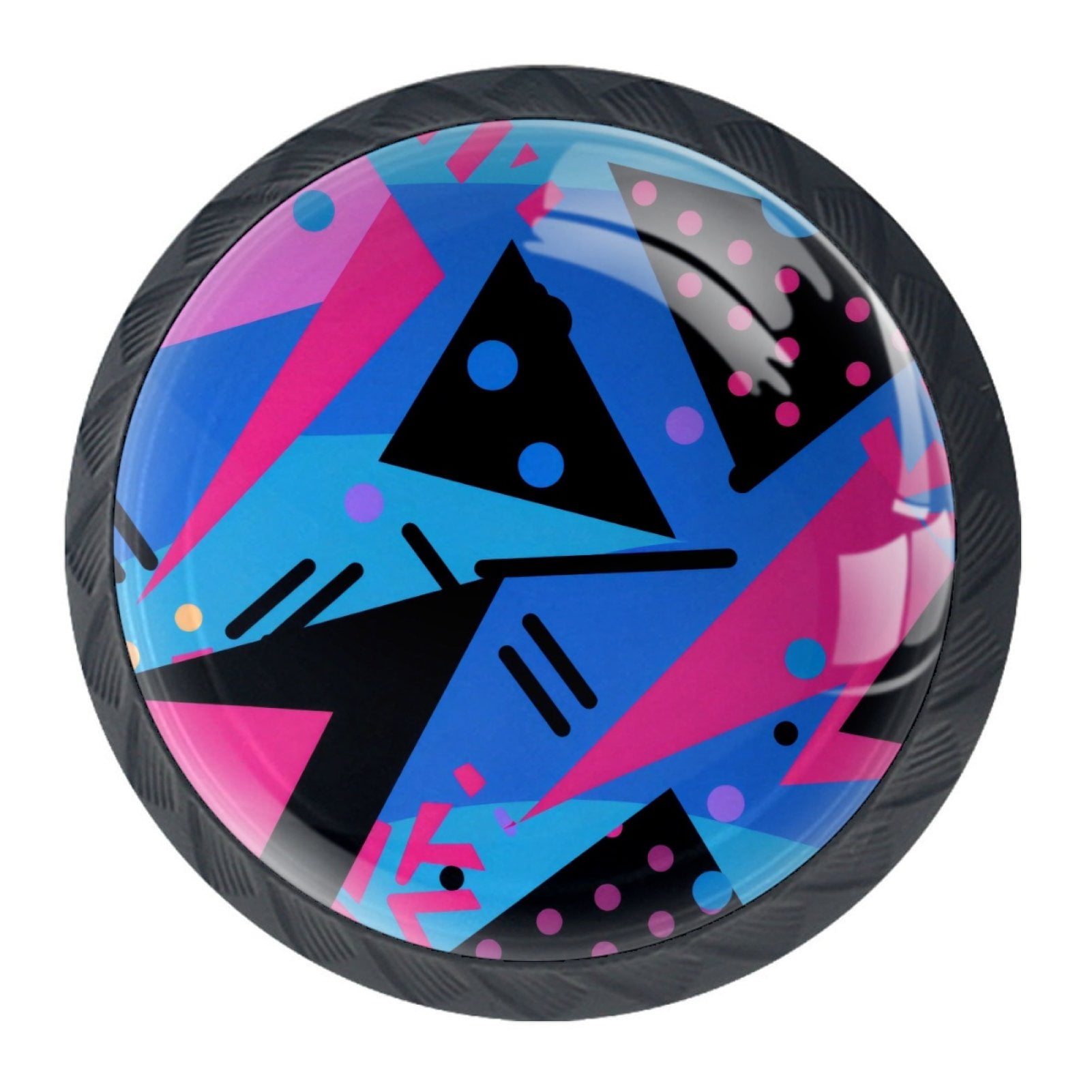 4 PCS Kitchen Cabinet Knobs and Pulls,Abstract Black Blue Geometric ...