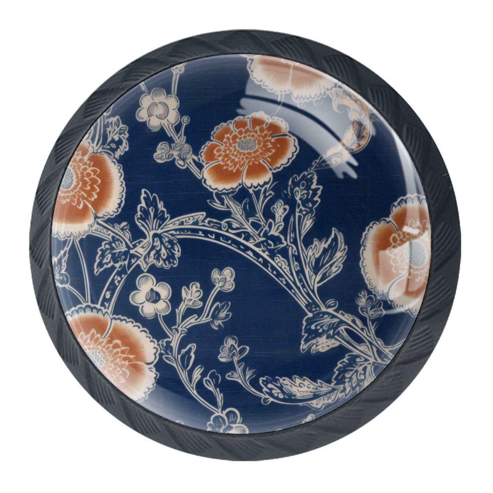 4 PCS Kitchen Cabinet Knobs and Pulls,Abstract Ethnic Flower Blossom ...