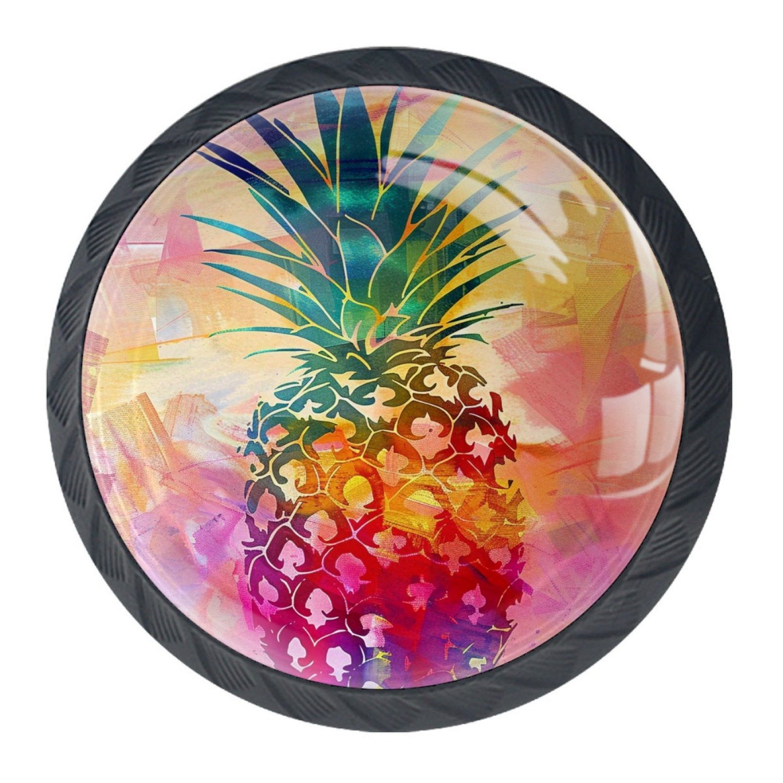 4 PCS Kitchen Cabinet Knobs and Pulls,Abstract Watercolor Pineapple ...