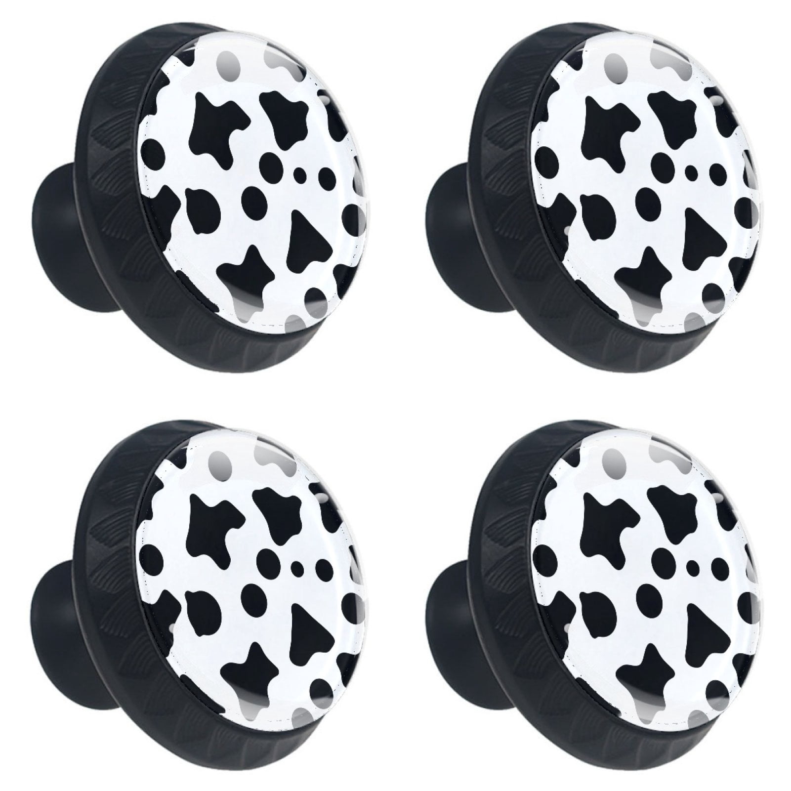 NEWzone 4 Pack Drawer Pulls Daisy Butterflies Cow Cabinet Knobs Round Dresser Drawer Knobs Black